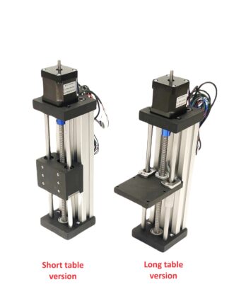 Marked short version table and long version bed linear axis